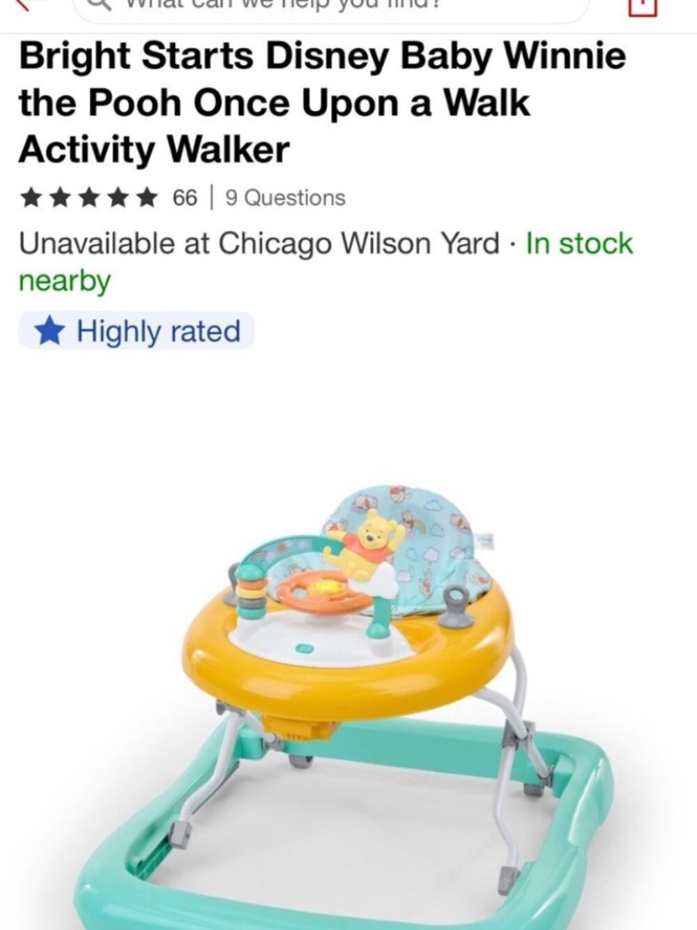 Bright Starts Disney Baby Winnie the Pooh Once Upon a Walk Activity Walker